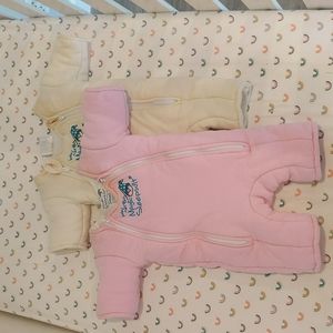 Magic Merlin Sleep Suits, 3-6 mos, pink and white